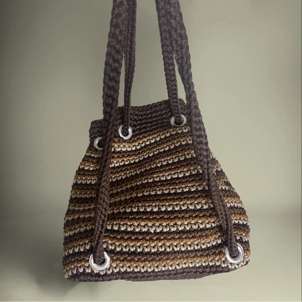 JAI Original Tri Color Neutrals Brown Crocheted Backpack